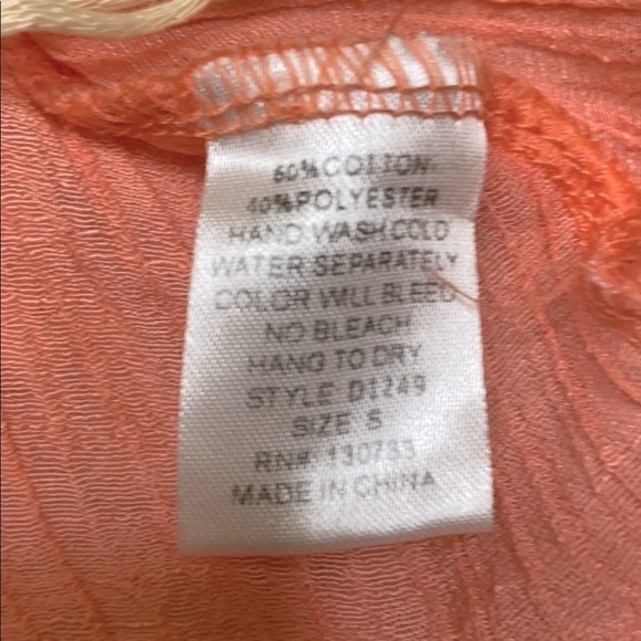 Kori Peach Bohemian Crochet Lace Fringe Top Swim Coverup Dress Gauzy Sz S - Picture 7 of 11